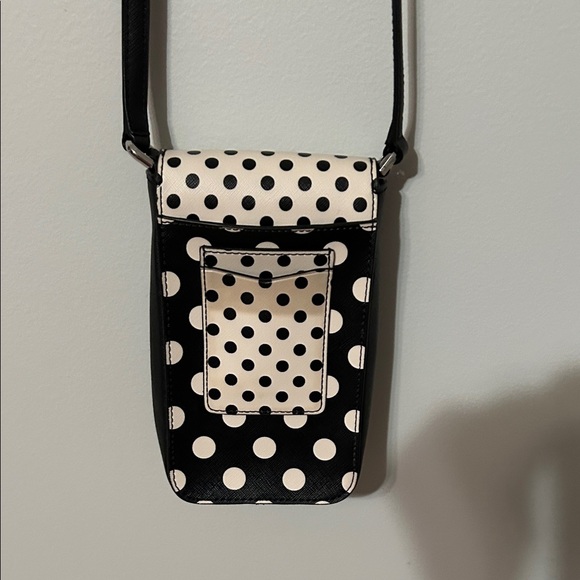 Kate Spade Black and White Polka Dot Crossbody Bag/cell phone bag. Adjust strap. - Picture 4 of 14